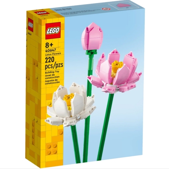 LEGO Botanical Collection with Pink and Cream Blooms Lotus Flowers - Picture 1 of 6